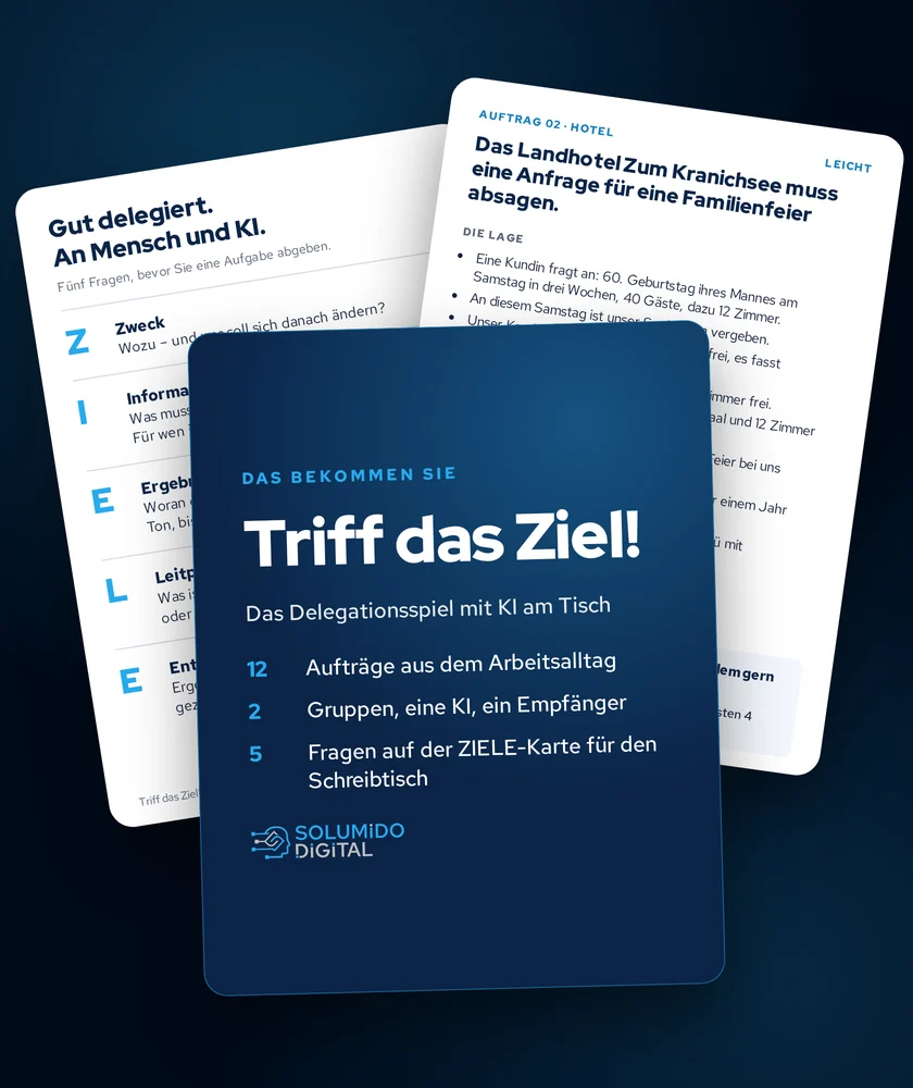 Karte aus dem Delegationsspiel „Triff das Ziel!“